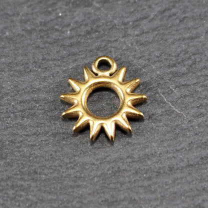 Anhänger Sonne, chirurgischer Edelstahl 316L, ionenvergoldet, 11086