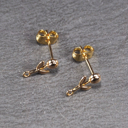 1 Paar Ohrstecker Tulpen Blumen Messing 24K vergoldet, 11100