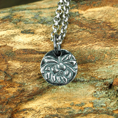 Anhänger kleine Blüte, Lotos, Seerose, Yoga, Boho, 925 Sterling Silber, 40098