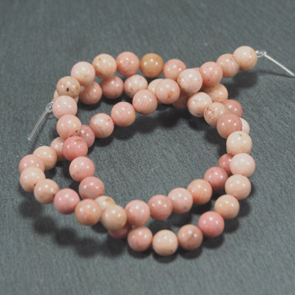 Rhodonit Perlen 6 mm, rosa-rötlich, 1 Strang, ca. 58 Stück, 10913