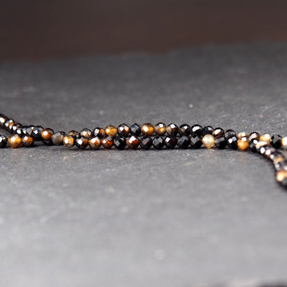 Schwarze Achat Perlen, 3 mm, rund facettiert, 1 Strang ca. 145 Stück, 10917