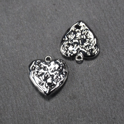 Anhänger Herz Nugget, Messing rhodiniert, platinbeschichtet, 11116