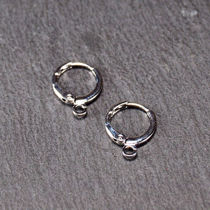 2 Ohrhaken rund, Messing rhodiniert, platinbeschichtet, 11139