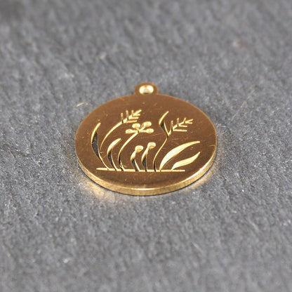 1 Anhänger Blumenwiese, Edelstahl ionenvergoldet, 11110