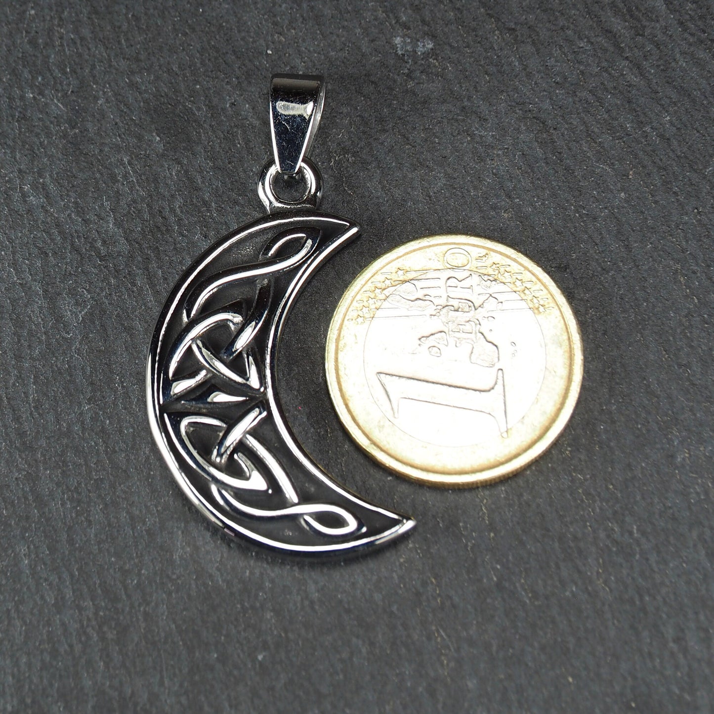 Anhänger keltischer Mond, Edelstahl 304L, silberfarben, 11151
