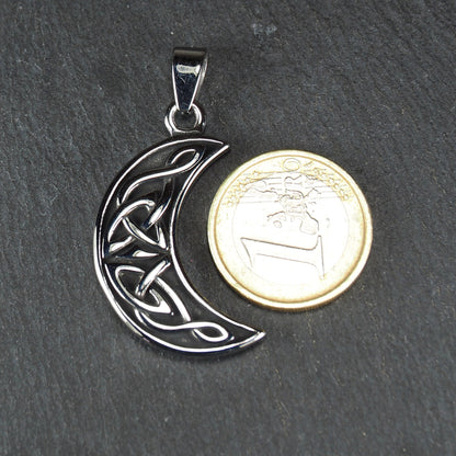 Anhänger keltischer Mond, Edelstahl 304L, silberfarben, 11151