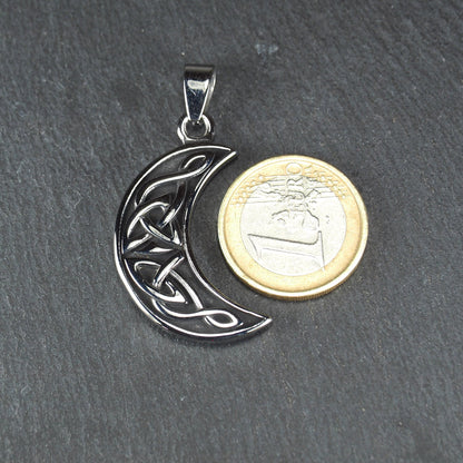 Anhänger keltischer Mond, Edelstahl 304L, silberfarben, 11151