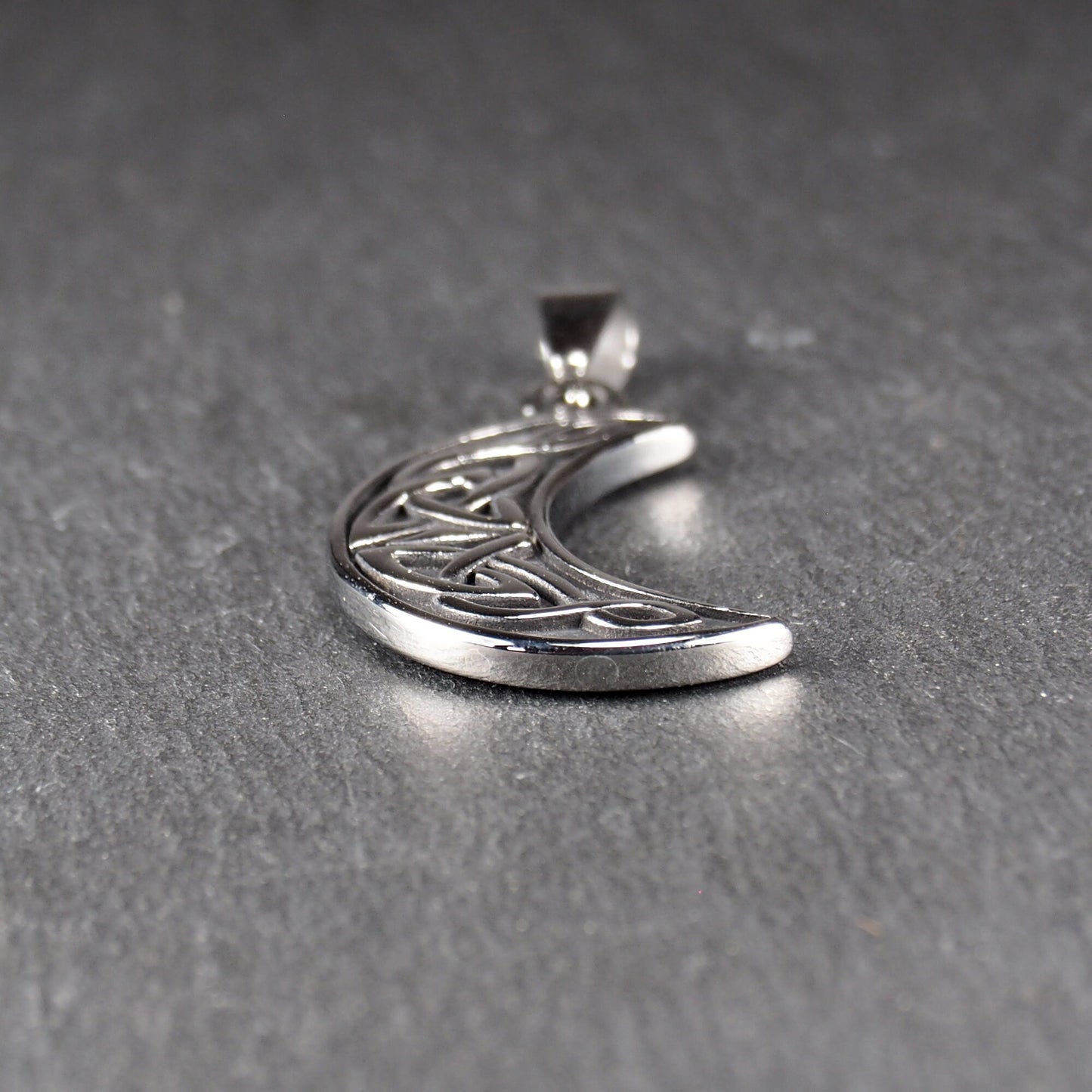 Anhänger keltischer Mond, Edelstahl 304L, silberfarben, 11151
