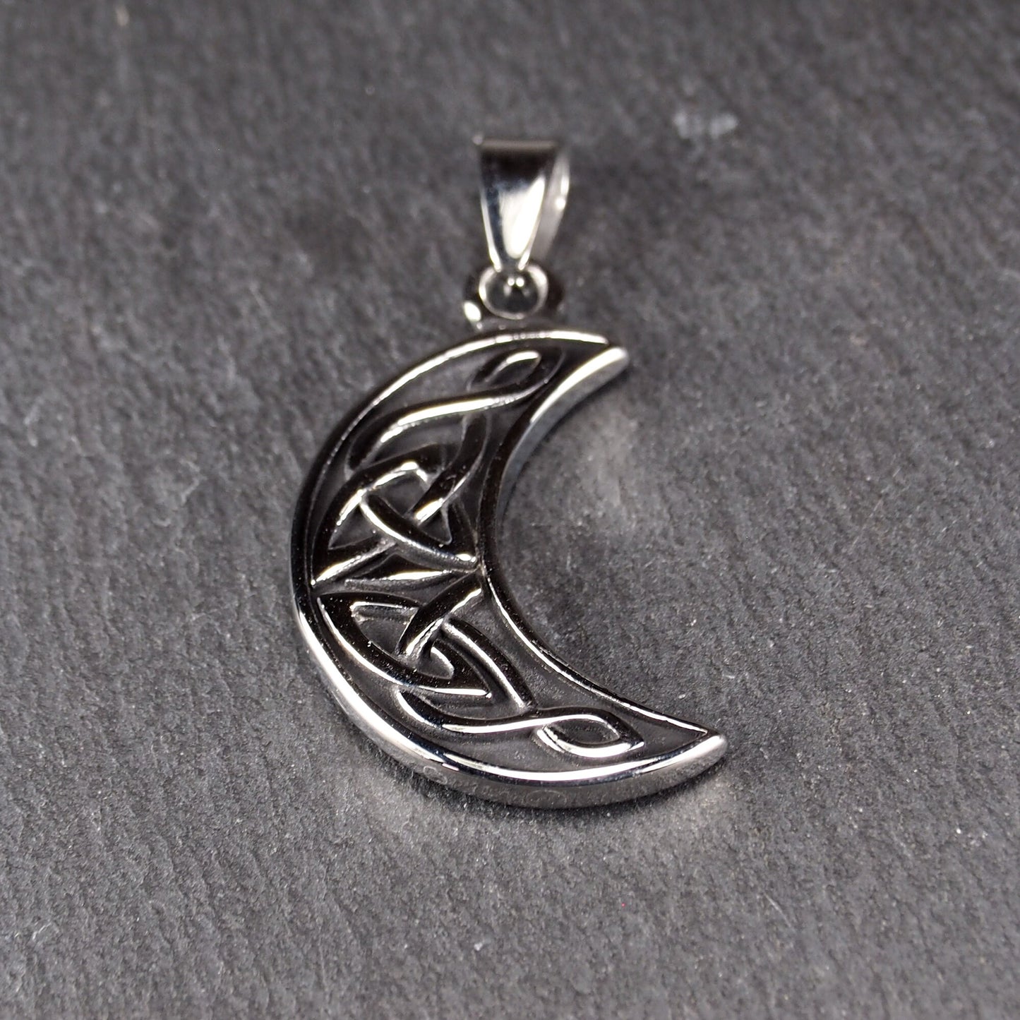 Anhänger keltischer Mond, Edelstahl 304L, silberfarben, 11151