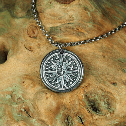 Anhänger Sonne, 925 Sterling Silber, geschwärzt und poliert, 40147