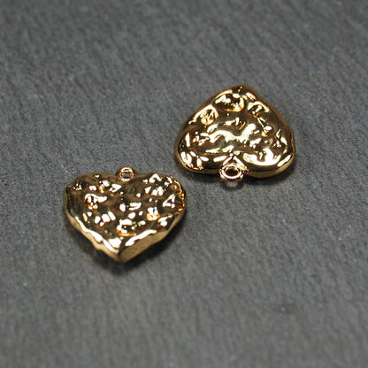 Anhänger Herz Nugget, Messing 18 Karat vergoldet, unregelmäßig, 11115