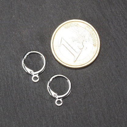2 Ohrhaken rund, Messing rhodiniert, platinbeschichtet, 11139