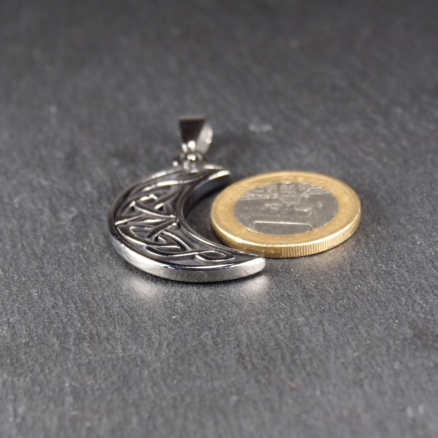 Anhänger keltischer Mond, Edelstahl 304L, silberfarben, 11151