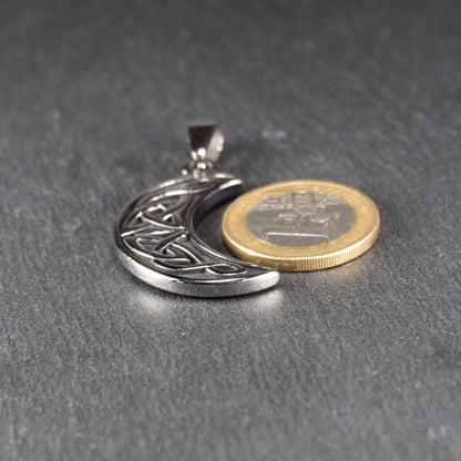 Anhänger keltischer Mond, Edelstahl 304L, silberfarben, 11151