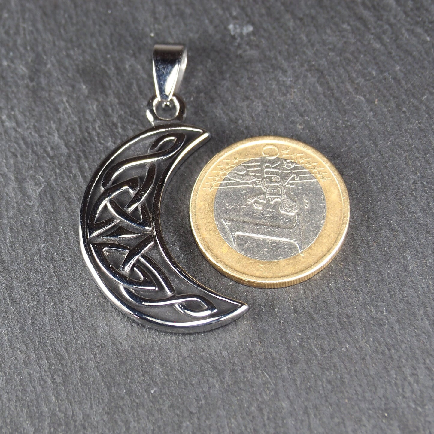 Anhänger keltischer Mond, Edelstahl 304L, silberfarben, 11151