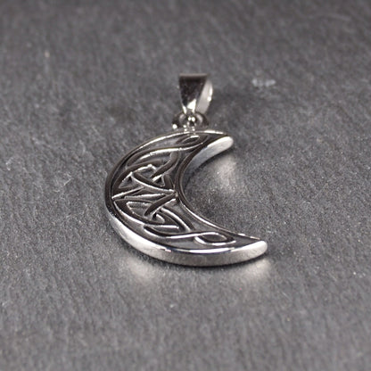 Anhänger keltischer Mond, Edelstahl 304L, silberfarben, 11151