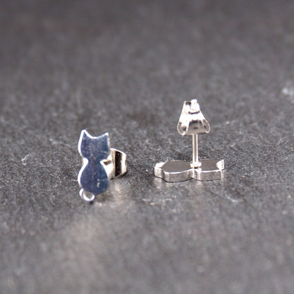 1 Paar Katzen Ohrstecker, Edelstahl 304, silberfarben, hochglanzpoliert, 11146