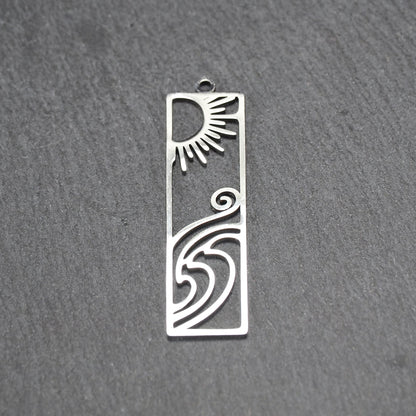 Anhänger Sonne und Wellen, chirurgischer Edelstahl 316L, silberfarben, 11162