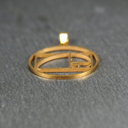 Anhänger rund Fibonacci Spirale, Edelstahl 304 ionenvergoldet, 11164