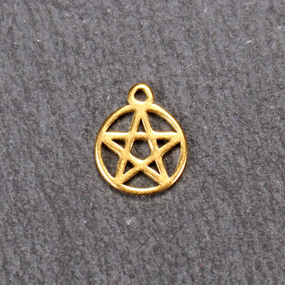 2 Anhänger Pentagramm, ionenvergoldet Edelstahl 304L,11176