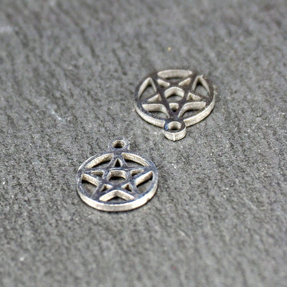 2 Anhänger Pentagramm, Edelstahl 304L, 11177