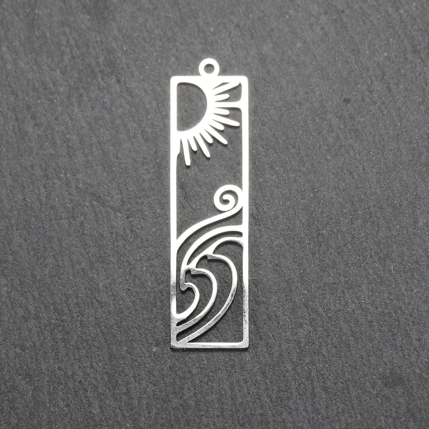 Anhänger Sonne und Wellen, chirurgischer Edelstahl 316L, silberfarben, 11162