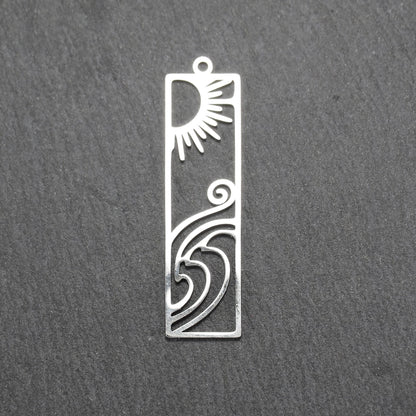 Anhänger Sonne und Wellen, chirurgischer Edelstahl 316L, silberfarben, 11162