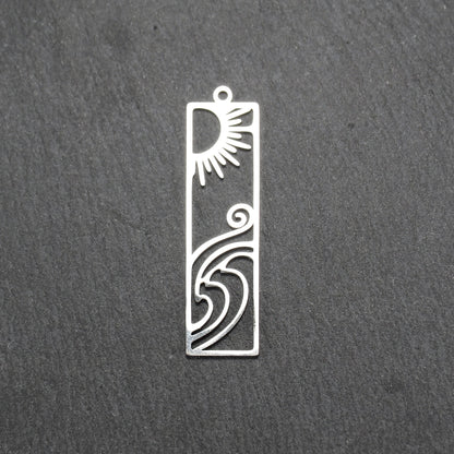 Anhänger Sonne und Wellen, chirurgischer Edelstahl 316L, silberfarben, 11162