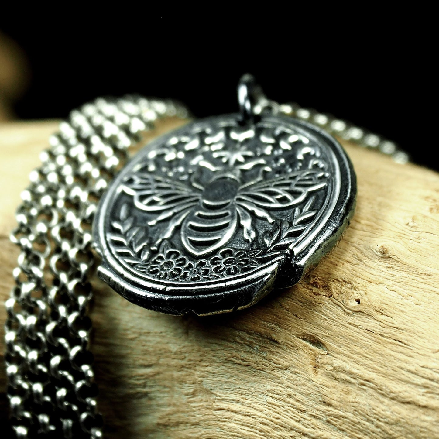 Anhänger Biene und Mondphasen, 925 Sterling Silber, 40156