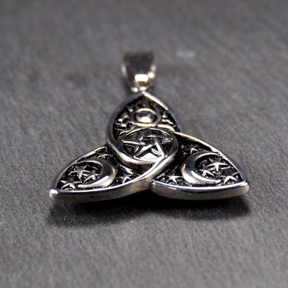 Anhänger Triquetra Pentagramm Sonne Mond Sterne, Edelstahl 304L, 11220