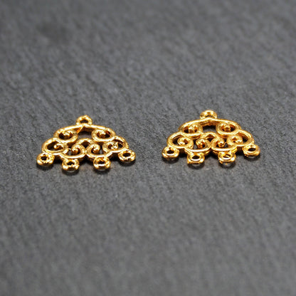 2 Chandelier Verbinder Wolke, vergoldet, filigran, 11182