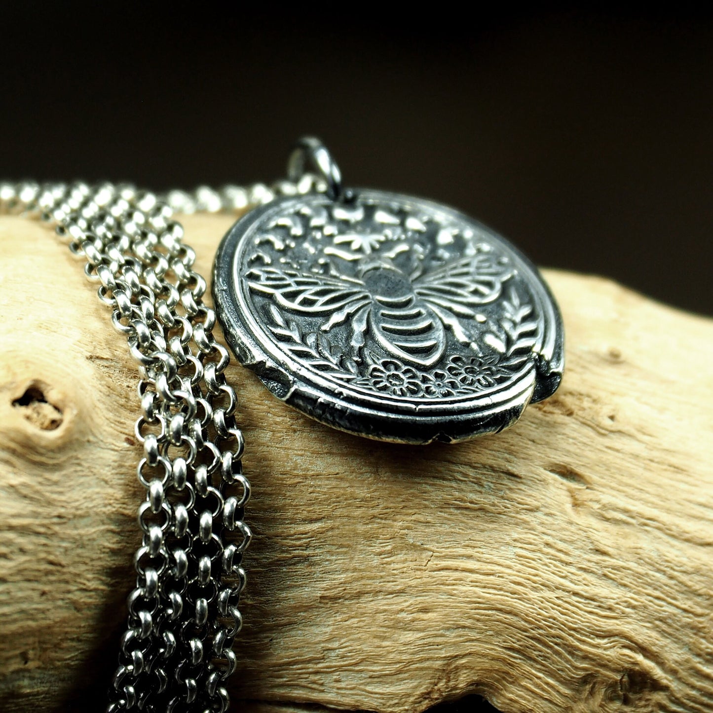 Anhänger Biene und Mondphasen, 925 Sterling Silber, 40156