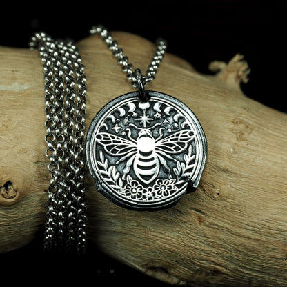Anhänger Biene und Mondphasen, 925 Sterling Silber, 40156