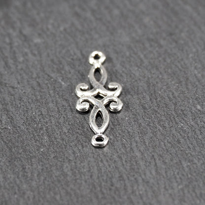 10 Verbinder Ornament, filigran, antik silberfarben, 11258