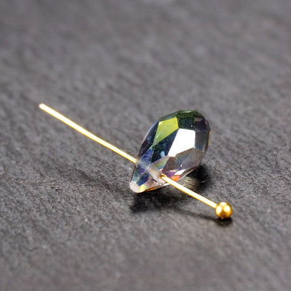 10 Anhänger Tropfen, facettiertes Glas, himmelblau, regenbogenfarben, 11233
