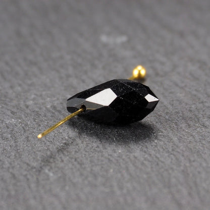 10 Anhänger Tropfen, Glas facettiert, schwarz, 11235