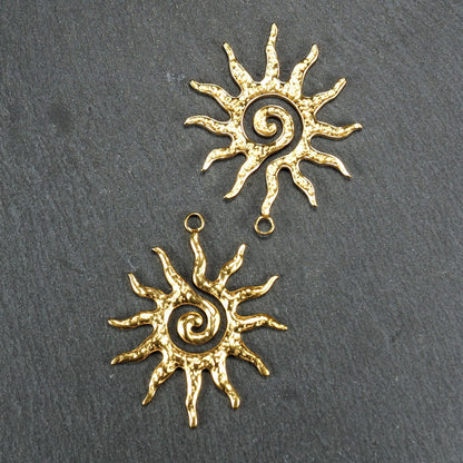 Anhänger Sonne Tribal, 304 Edelstahl 18 Karat vergoldet, 11248