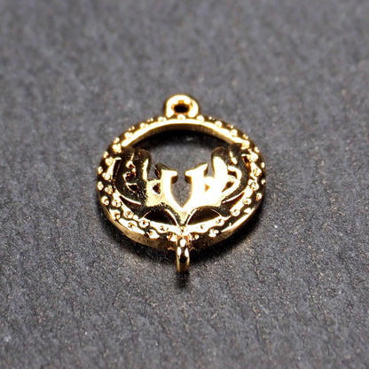 Verbinder Geweih Medaillon, Messing goldfilled, 11253