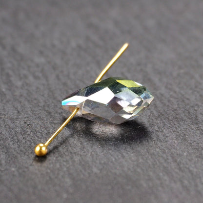 10 Anhänger Tropfen, facettiertes Glas, himmelblau, regenbogenfarben, 11233