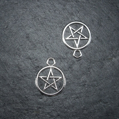 5 Anhänger Pentagramm, antik silberfarben, 10047