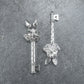 2 detaillierte Anhänger Schlüssel mit Hasenkopf, antik silberfarben, 10070