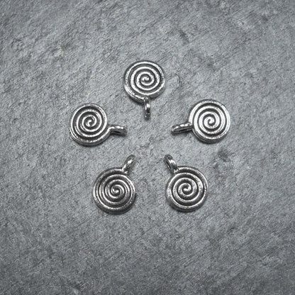 5 Anhänger Spirale, Helix, antik silberfarben, 10083