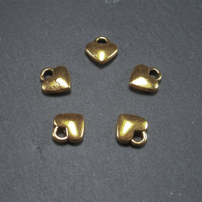 20 Anhänger kleines Herz antik goldfarben, 10080