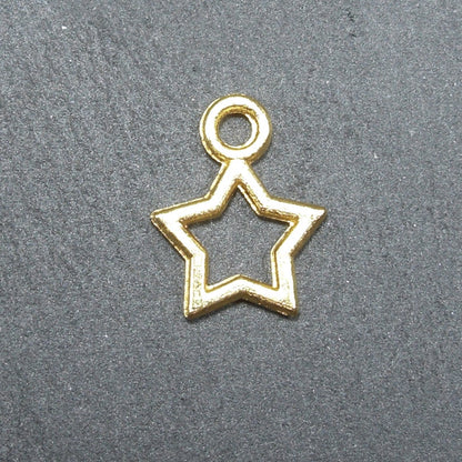 10 kleine Anhänger Stern, goldfarben, 10393