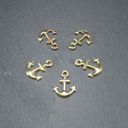 4 Anker Anhänger, Verbinder, vergoldet, 10333