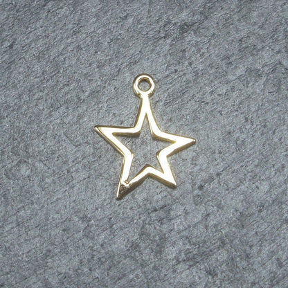2 kleine Stern Anhänger, Messing, 24 K vergoldet, 10425