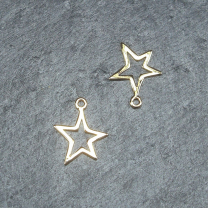 2 kleine Stern Anhänger, Messing, 24 K vergoldet, 10425