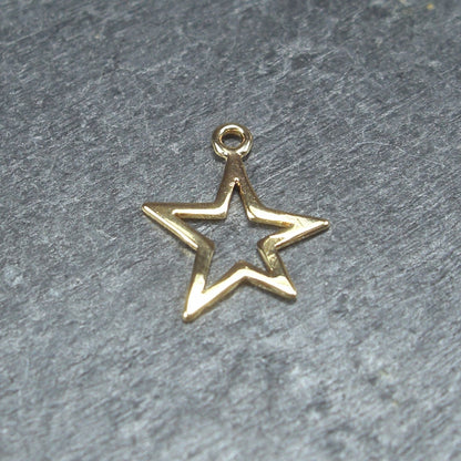 2 kleine Stern Anhänger, Messing, 24 K vergoldet, 10425
