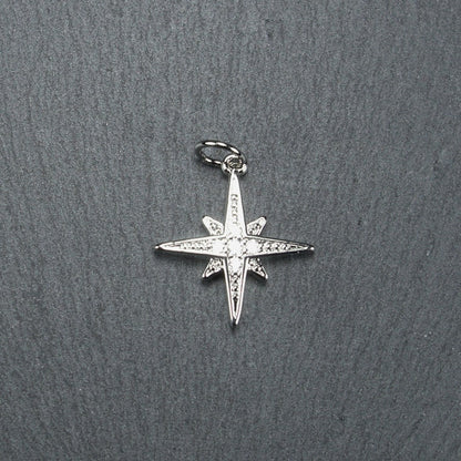 Stern Anhänger mit Zirkonia, versilbert, 10488