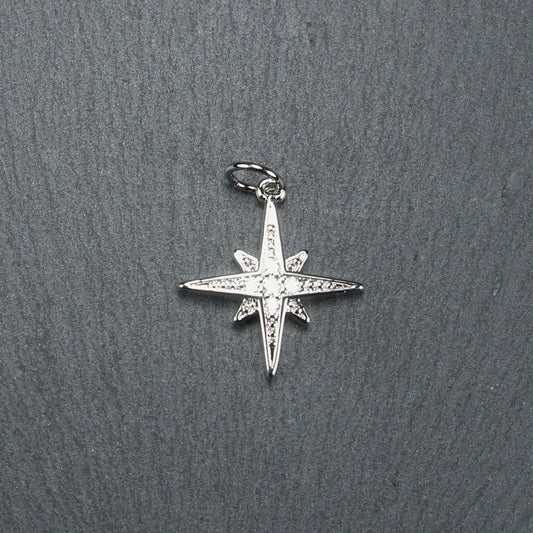 Stern Anhänger mit Zirkonia, versilbert, 10488